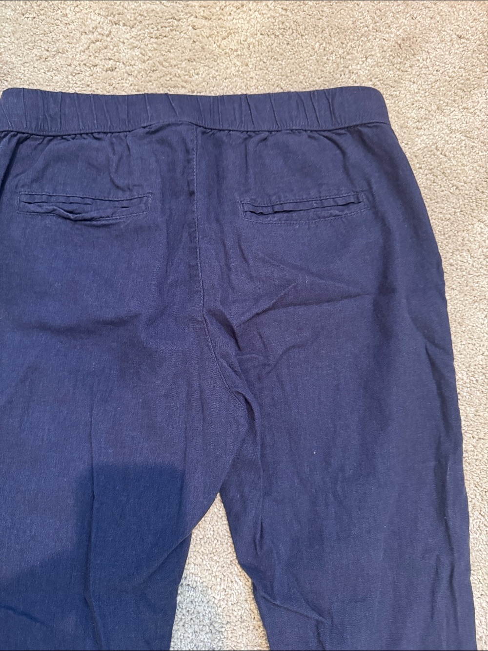 Pair of  Roxy Casual Drawstring Linen Pants - Olive Green & Navy - Picture 4 of 6